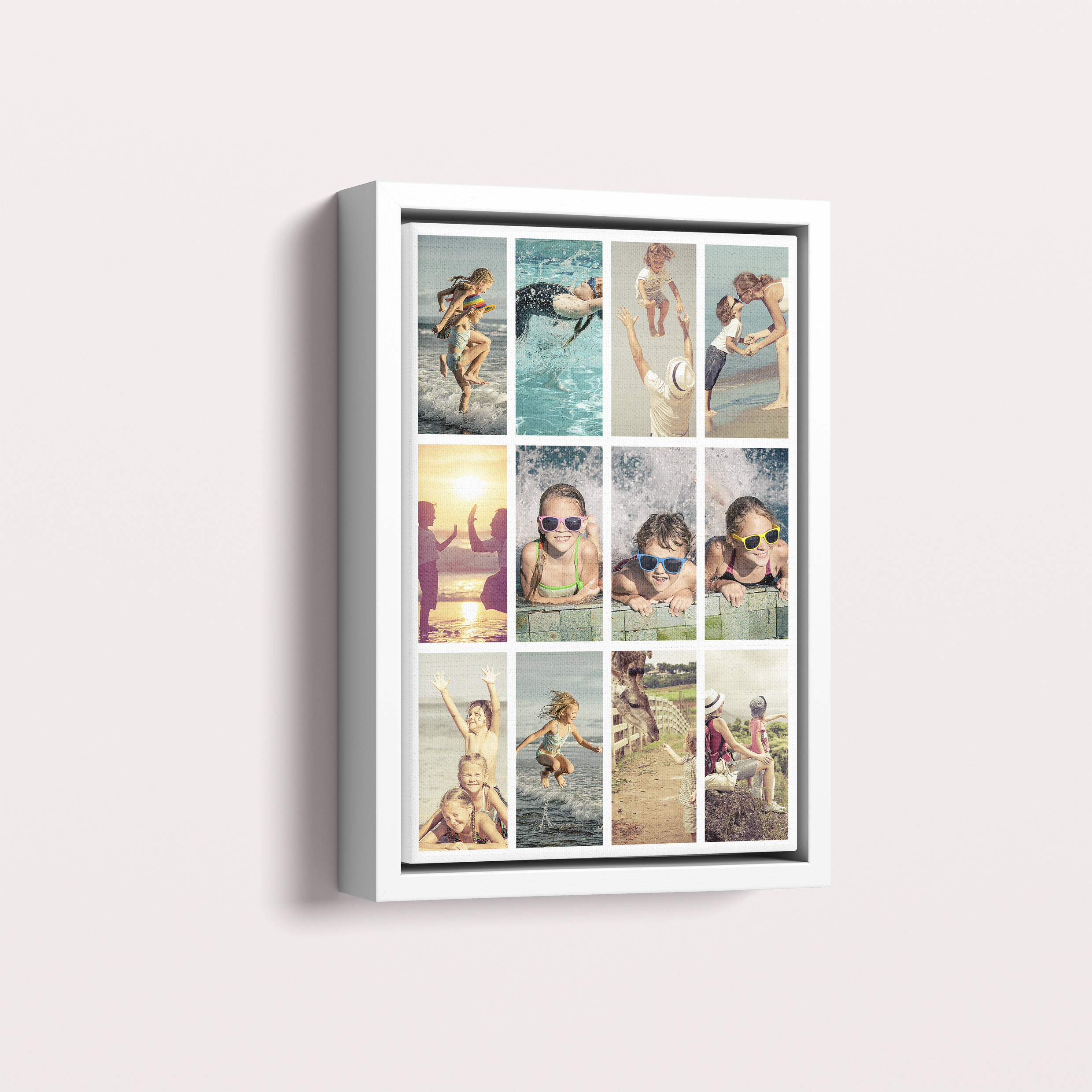 Photo of a framed photo canvase called 'Cinematic Snapshot'. It is 30cm x 20cm in size, in a Portrait orientation. It has space for 12 photos.