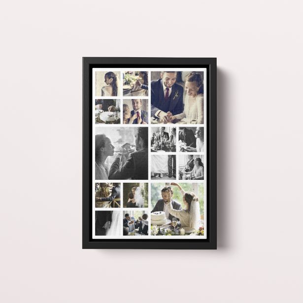 Photo of a framed photo canvase called 'My Montage'. It is 30cm x 20cm in size, in a Portrait orientation. It has space for 15 photos.