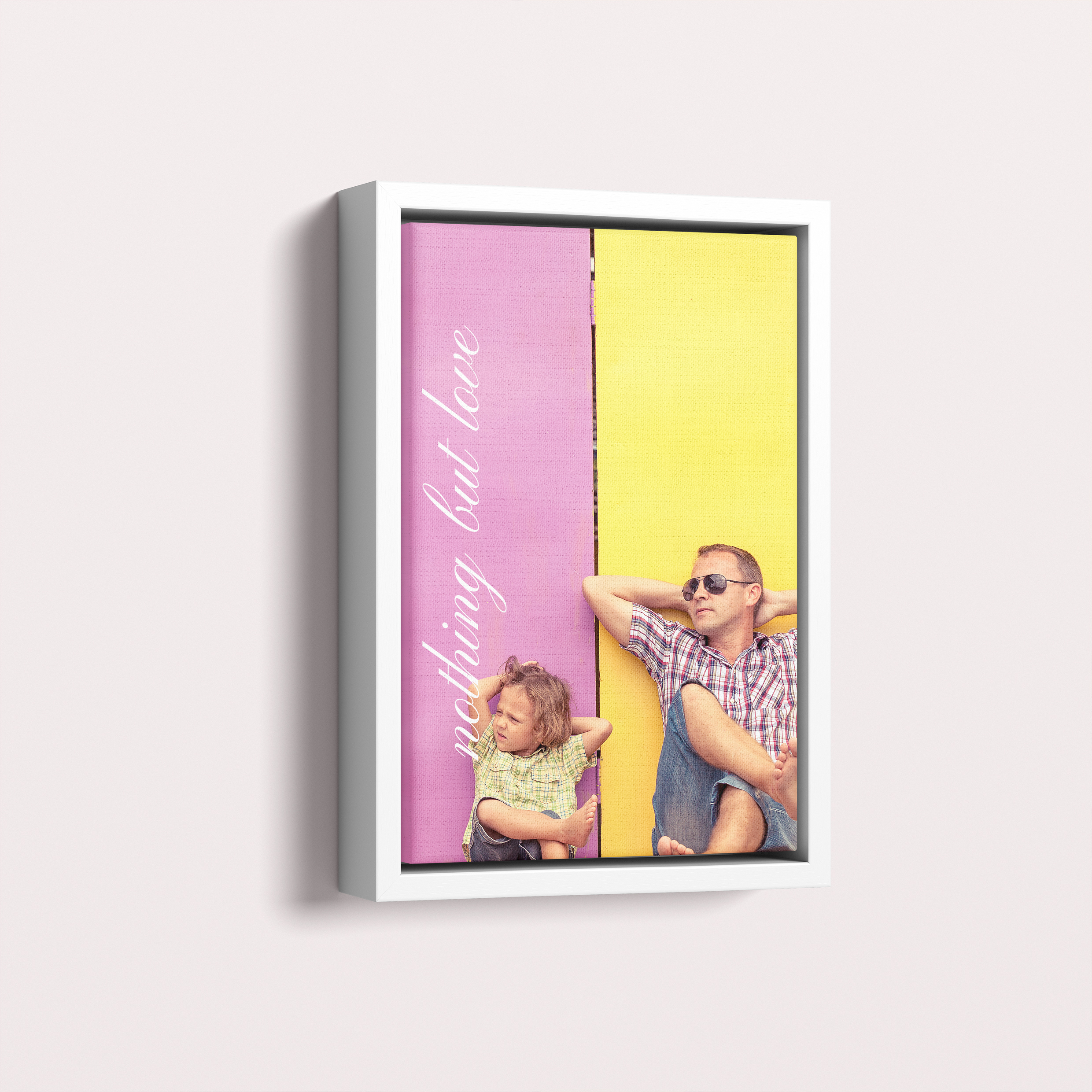 Photo of a framed photo canvase called 'Nothing but Love'. It is 30cm x 20cm in size, in a Portrait orientation. It has space for 1 photos.