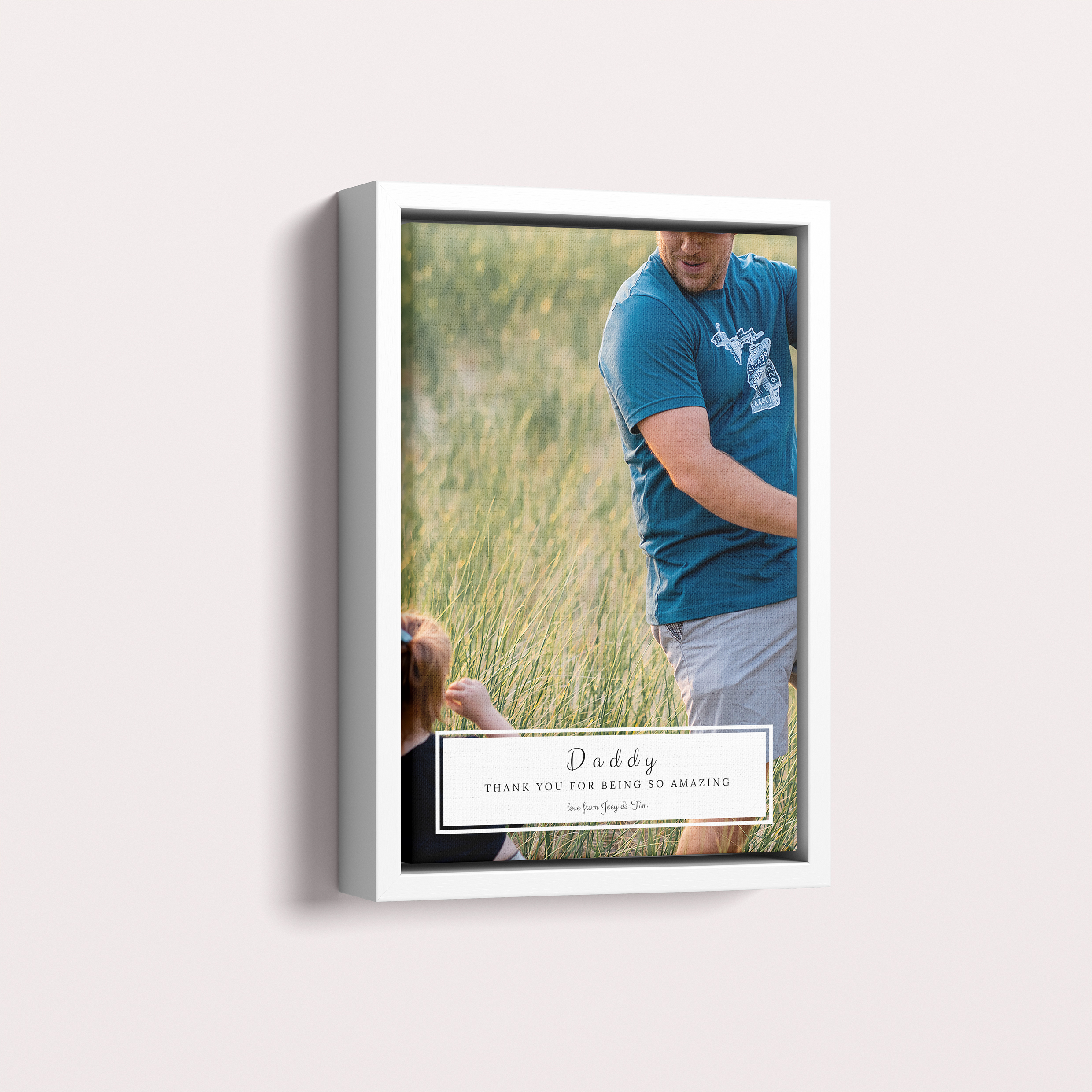 Photo of a framed photo canvase called 'Paternal Bottom Frame'. It is 30cm x 20cm in size, in a Portrait orientation. It has space for 1 photos.