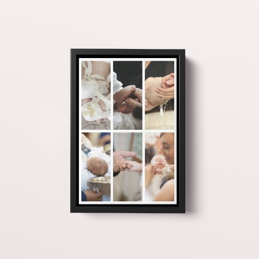 Photo of a framed photo canvase called 'Photographic Symphony'. It is 30cm x 20cm in size, in a Portrait orientation. It has space for 6 photos.