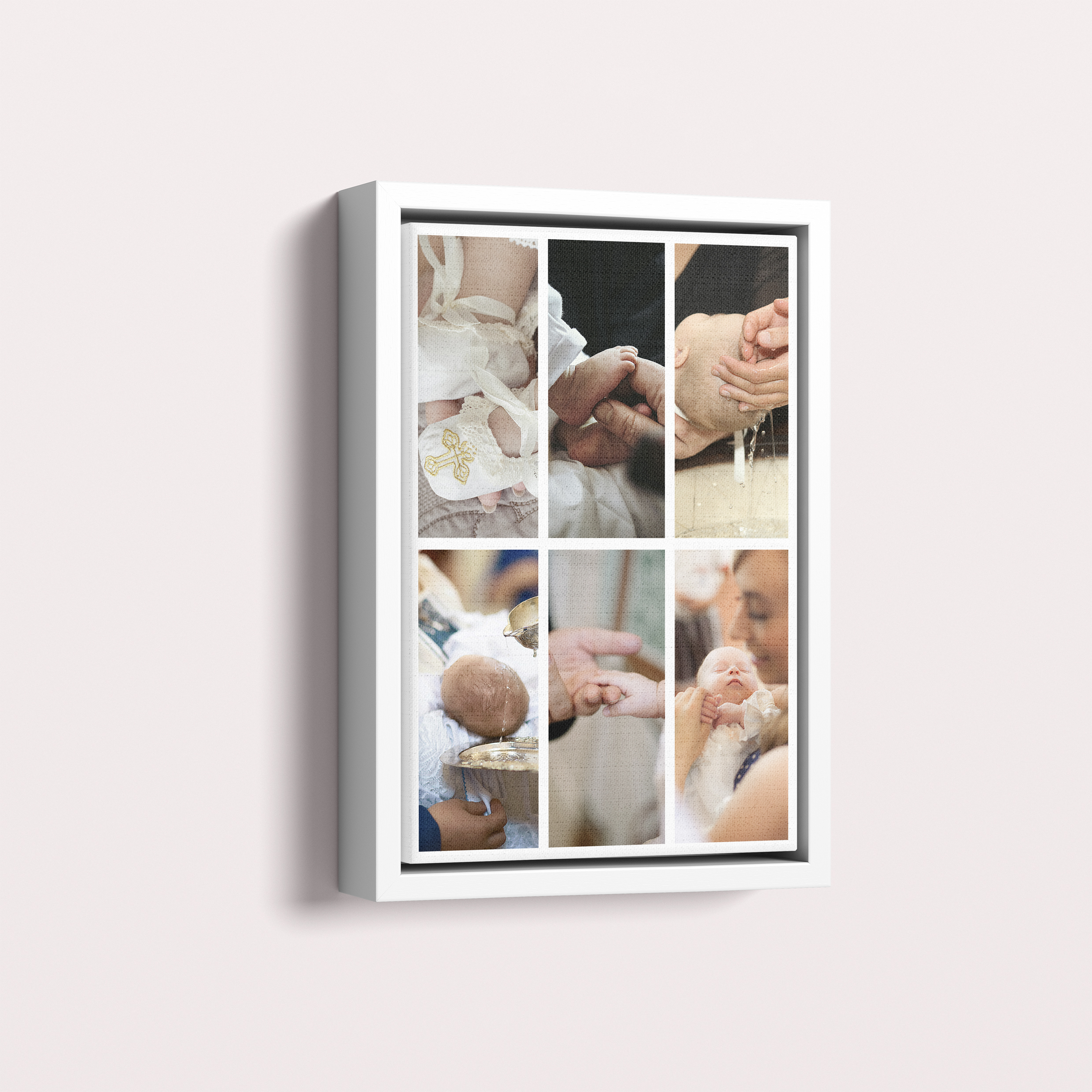 Photo of a framed photo canvase called 'Photographic Symphony'. It is 30cm x 20cm in size, in a Portrait orientation. It has space for 6 photos.