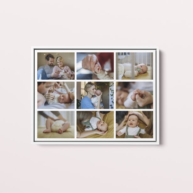  Personalized 9-Fold Framed Photo Canvas - Beautifully preserve and showcase your treasured memories with this landscape-oriented canvas featuring the 9-fold design.