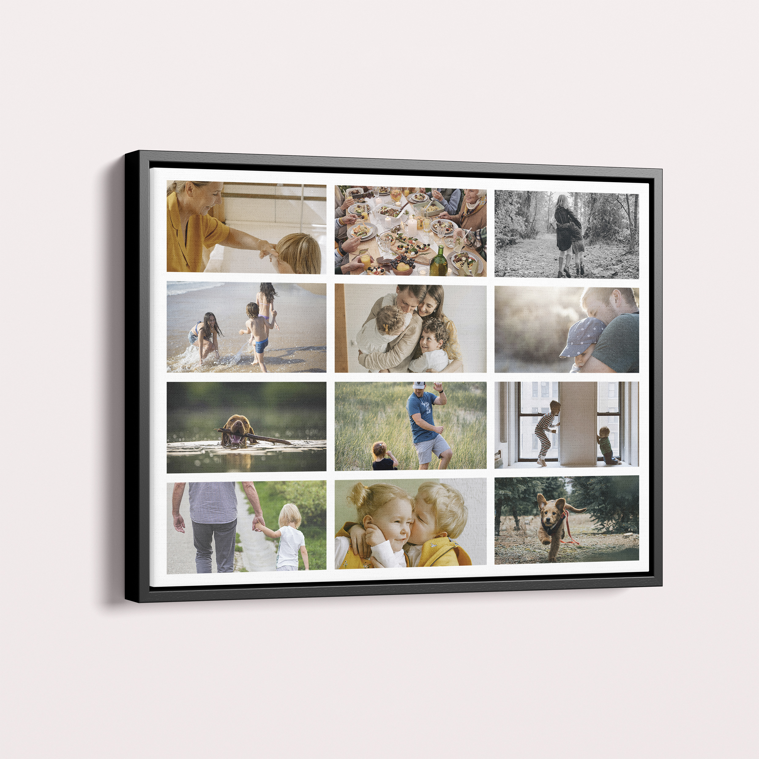  Personalized Collage of Life Framed Photo Canvas - Curate cherished memories with this stylish design, accommodating 10+ photos in a landscape orientation.