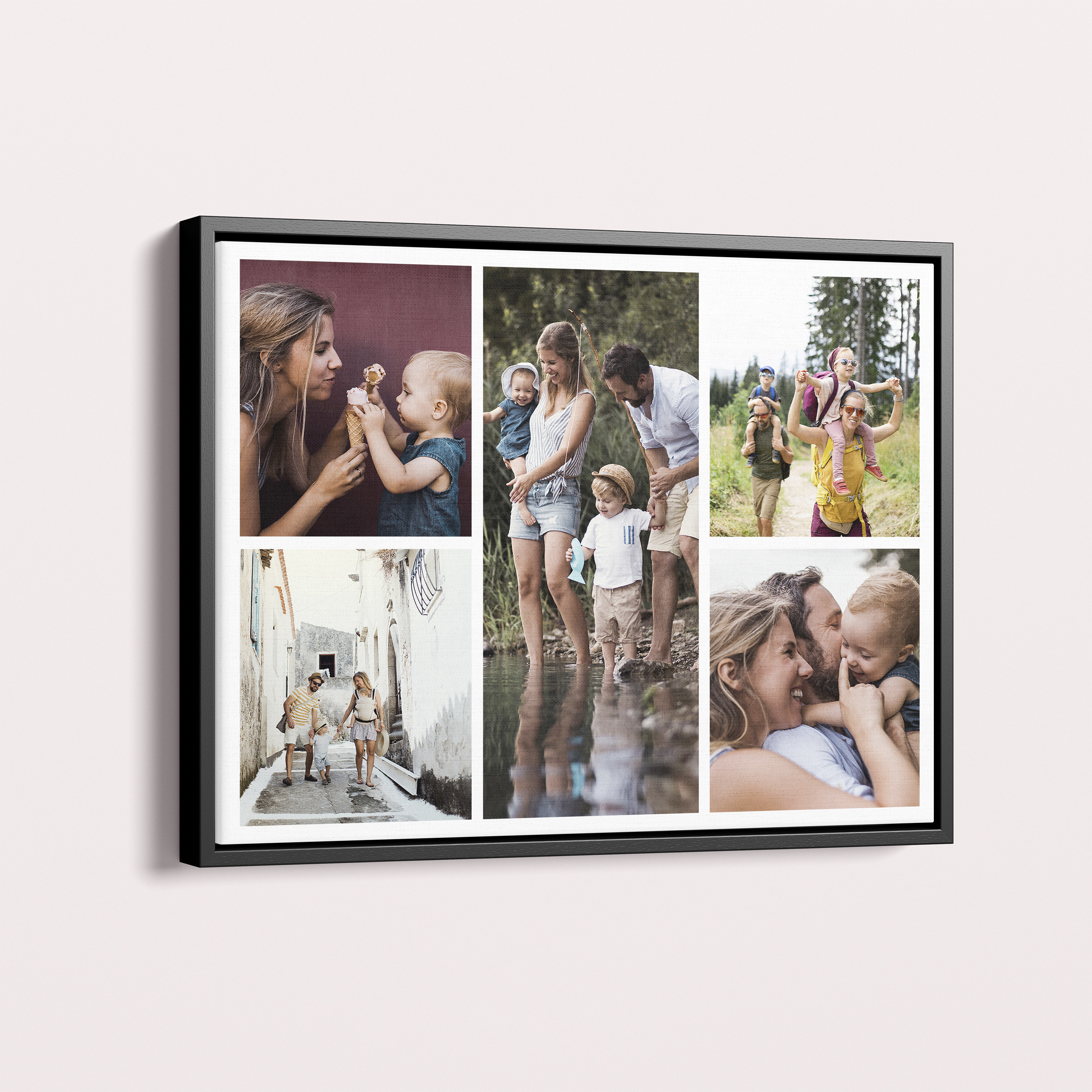  Personalized Fivefold Memories Framed Photo Canvas - Capture cherished moments with a versatile display showcasing five of your most treasured photos.
