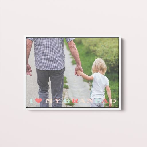  Personalized Grandpa's Day Framed Photo Canvas - Immerse yourself in cherished memories with our unique design, beautifully showcasing your favorite photo in a landscape orientation.