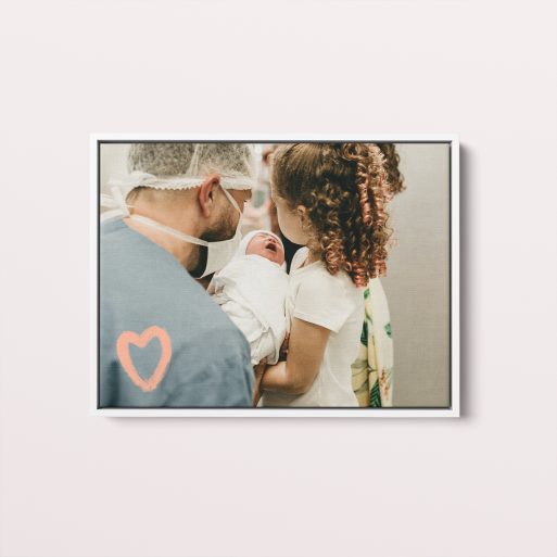  Personalized Heart in the Corner Framed Photo Canvas - Preserve life's precious moments with this landscape-oriented canvas featuring the heart in the corner design.