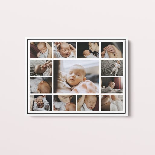  Personalized Life's Collage Framed Photo Canvas - Display an abundance of cherished memories with space for 10+ photos in a stylish landscape orientation.