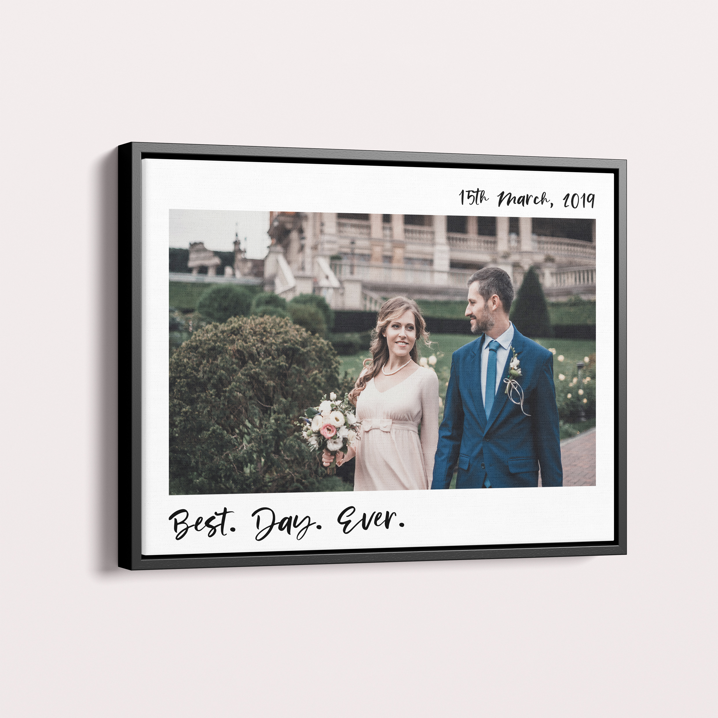  Personalized Marital Joy Framed Photo Canvas - Capture the essence of everlasting love with this enchanting canvas showcasing a single cherished photo in a landscape orientation.