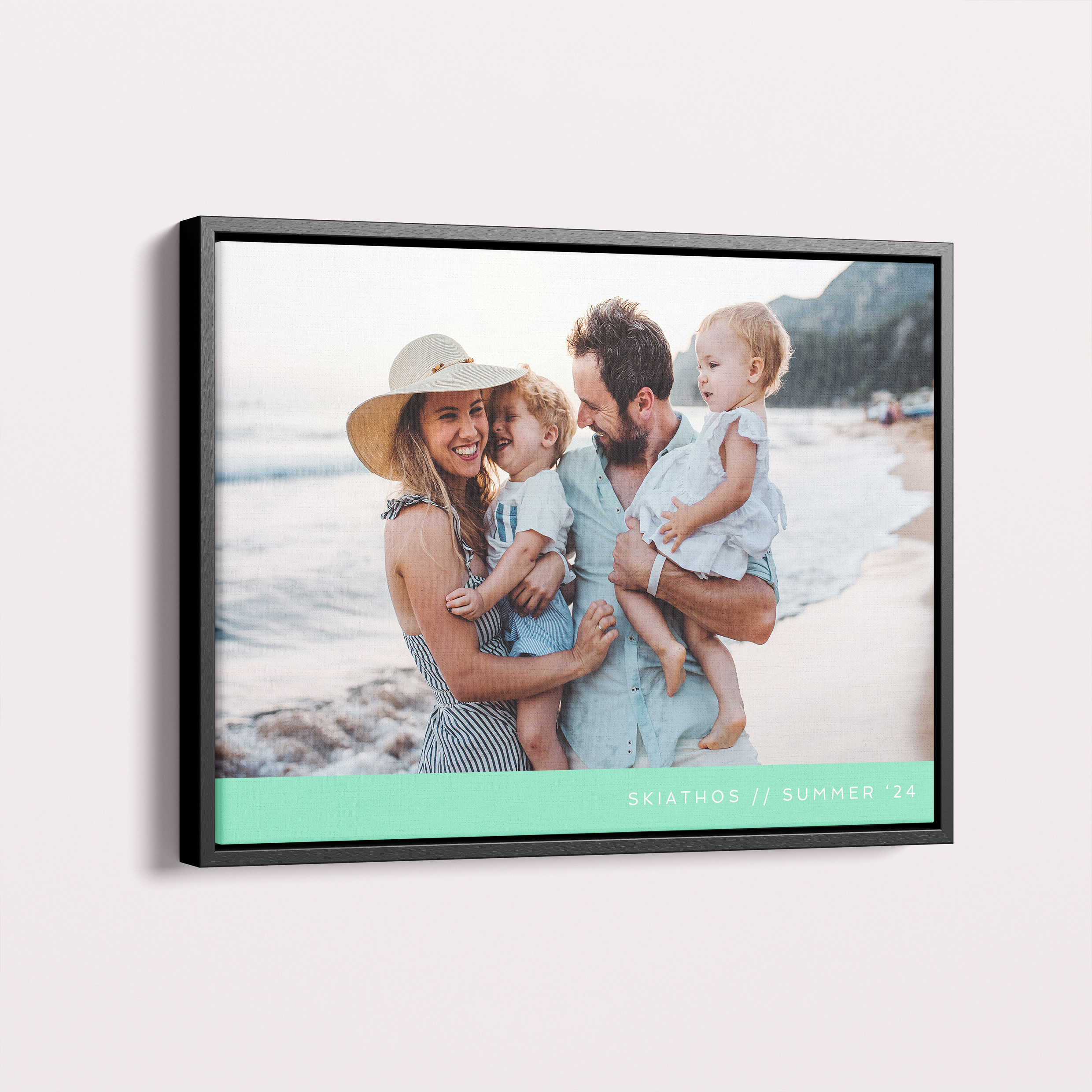 Personalised Mint Bottom Framed Photo Canvas - Preserve Memories in Style with Utterly Printable
