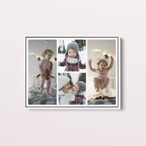  Personalized Quartet Collage Framed Photo Canvas - A stunning display for your cherished memories with space for four photos, creating a captivating 3D effect.