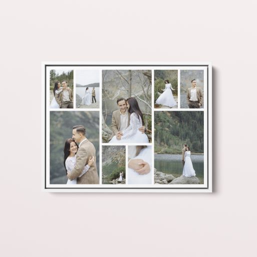  Personalized Spread Montage Framed Photo Canvas - Embark on a captivating visual journey with this landscape-oriented canvas accommodating 9 photos for a stunning collage of cherished memories.