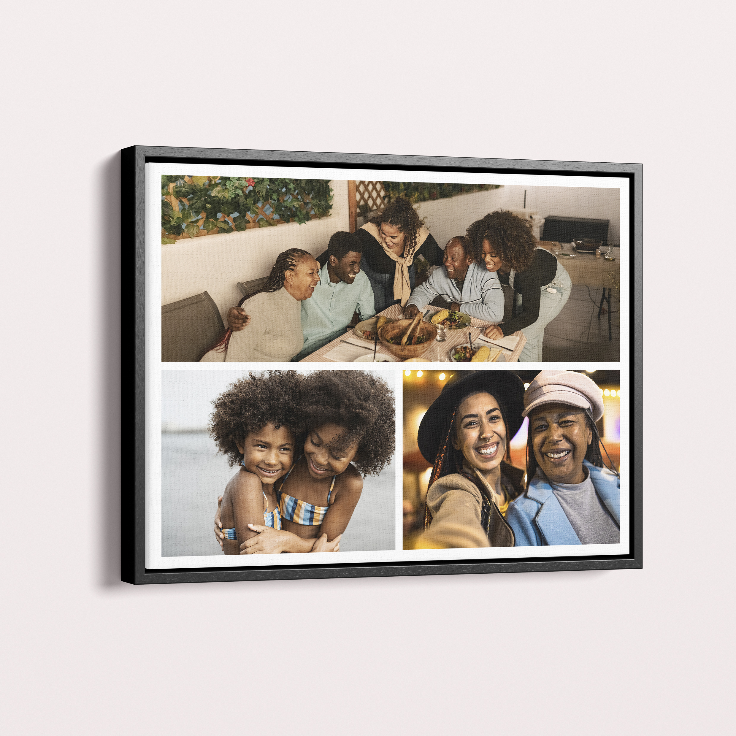  Personalized Trilogy Collage Framed Photo Canvas - Celebrate the power of three with a stunning landscape display showcasing three cherished photos.