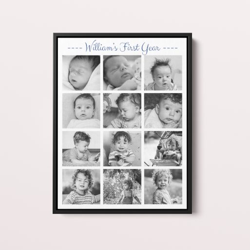 12 Months and Counting Framed Photo Canvas – Personalized 10+ Photo Display