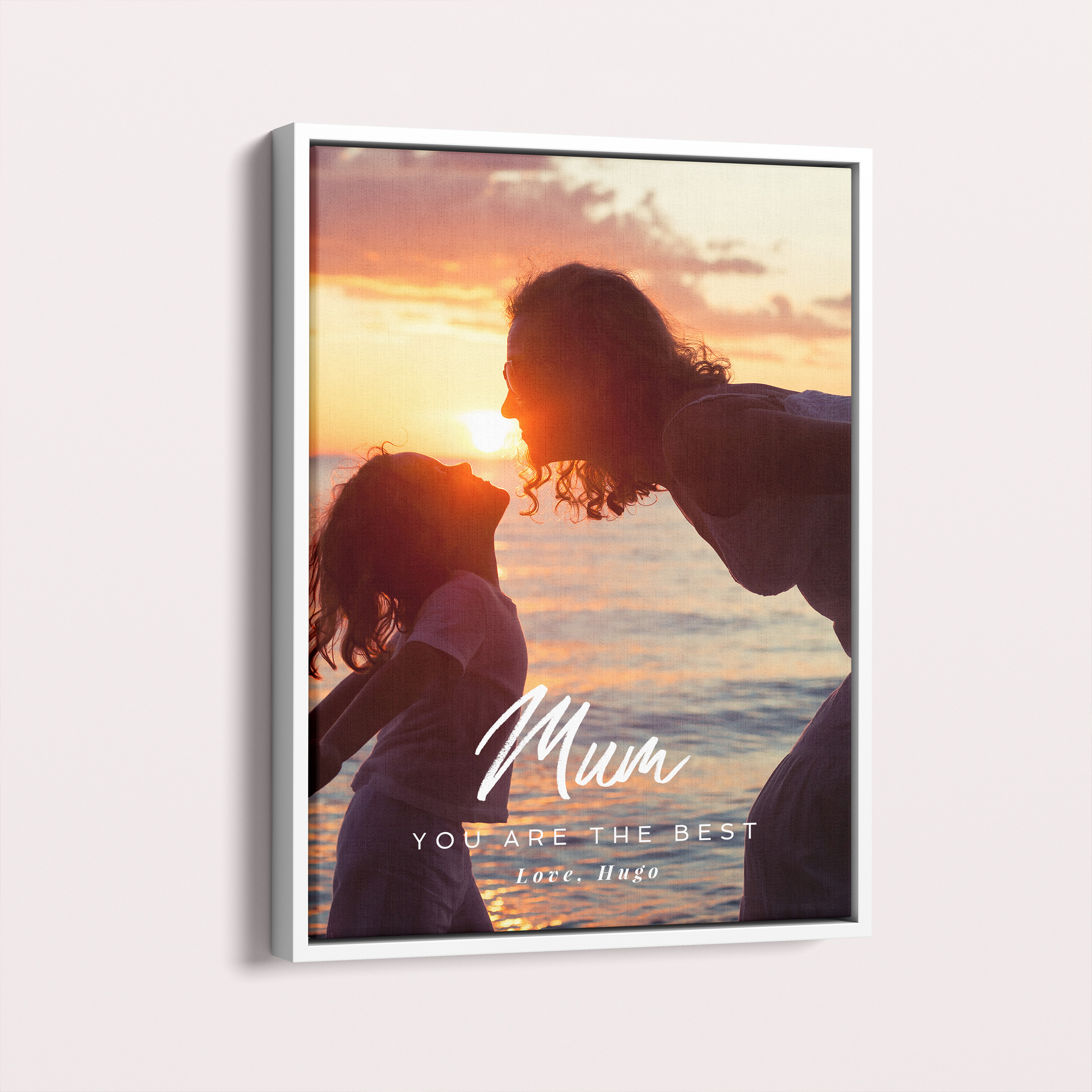 Personalised A Mother's Embrace Floater Frame Canvas - Capture the heartfelt joy in a single photo