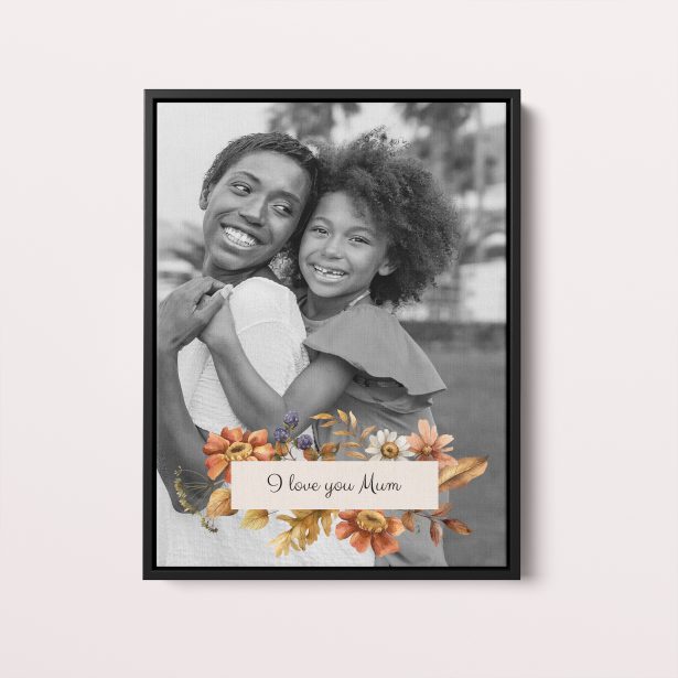 Personalised Blooming Motherhood Framed Photo Canvas - Celebrate Mum with a timeless keepsake