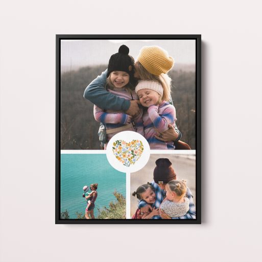 Personalized Framed Photo Canvases Floral Heart - Transform Memories into Elegant Art