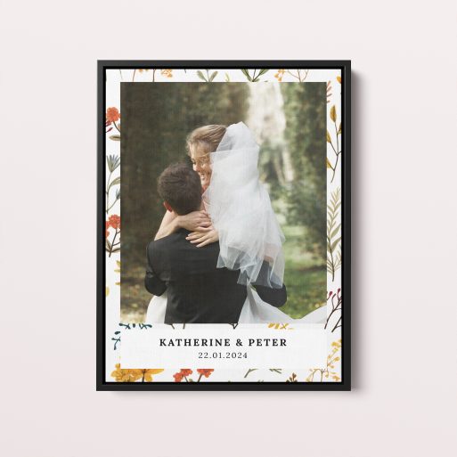 Floral Wedding Waltz Framed Photo Canvas - Personalized Wedding Keepsake