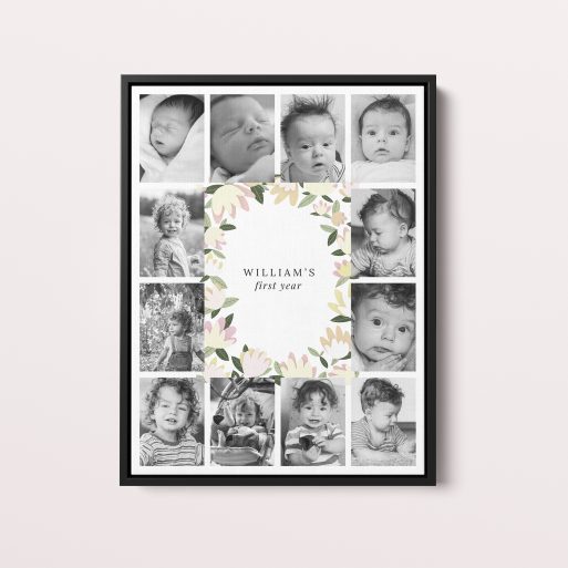 My First Year Framed Photo Canvas – Customizable 10+ Photo Display