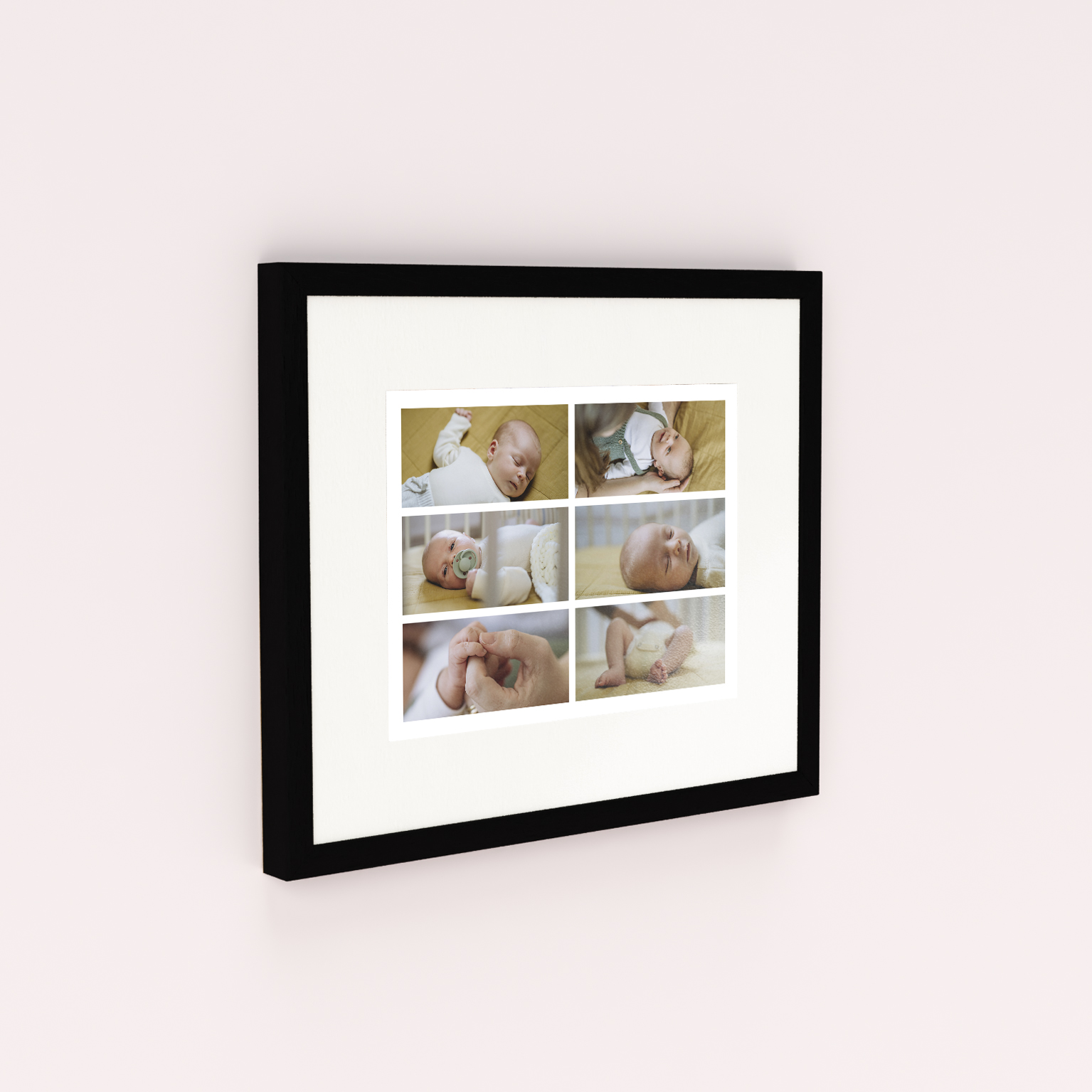 Children's Mosaic Framed Photo Print - Capture childhood magic with this landscape-oriented print featuring an elegant arrangement of six photos in a mosaic design. Printed on quality Fujifilm paper, encased in a cream frame. Ready to hang, preserving treasured memories for generations.