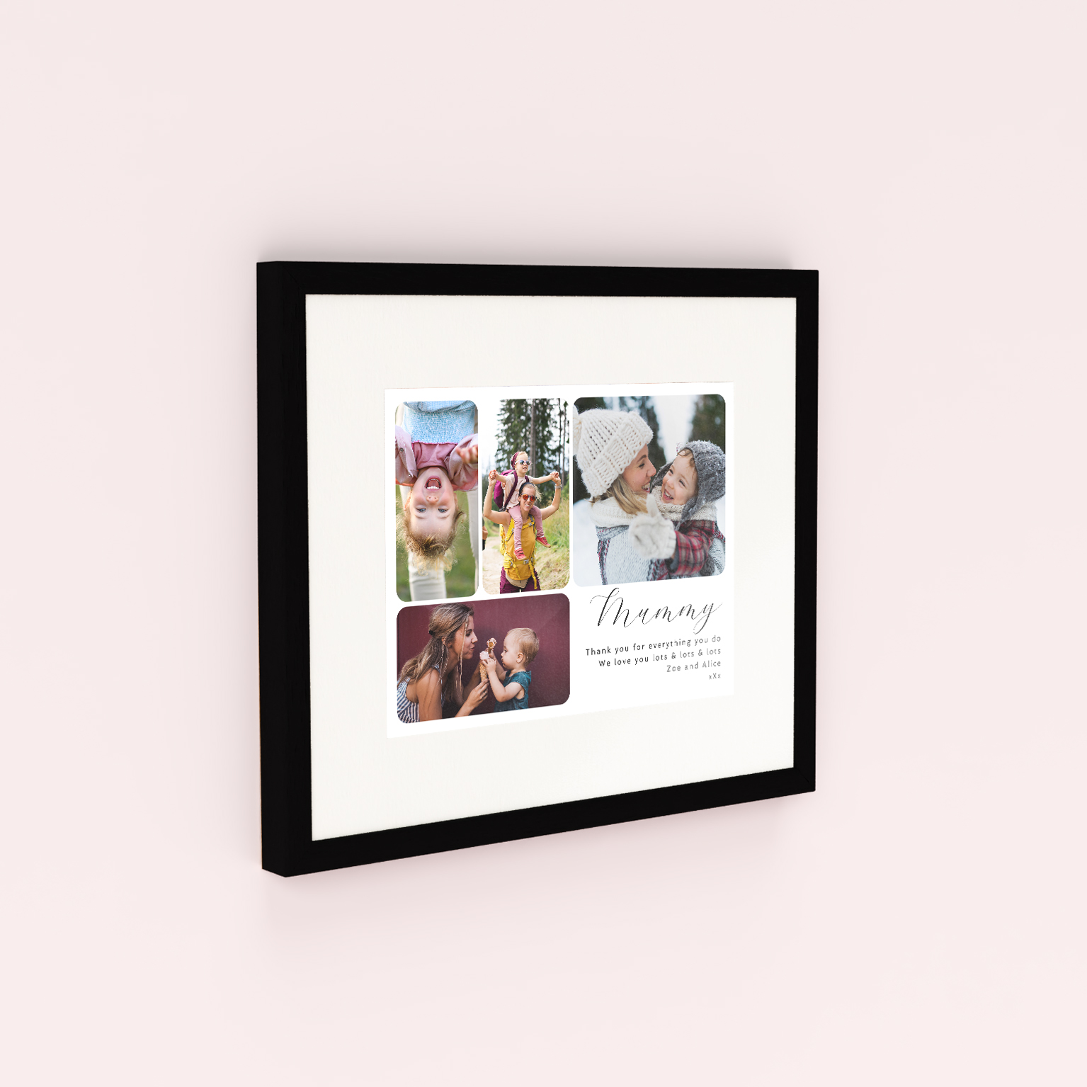 Mother's Day Medley Framed Photo Print - Celebrate Mother's Day with a visually captivating design holding 4 cherished photos.