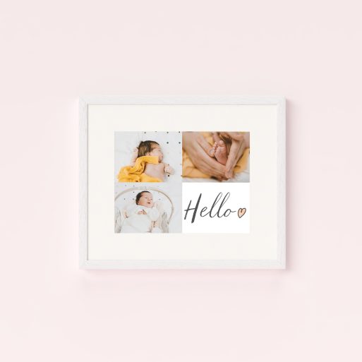 Triple Play Hello Framed Photo Print - Celebrate joy with a versatile gift holding three cherished photos.