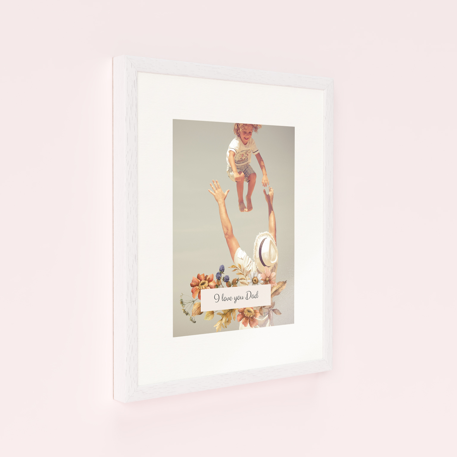 Photo of a framed photo print called 'Dad’s Frame'. It is 40cm x 30cm in size, in a Portrait orientation. It has space for 1 photos.