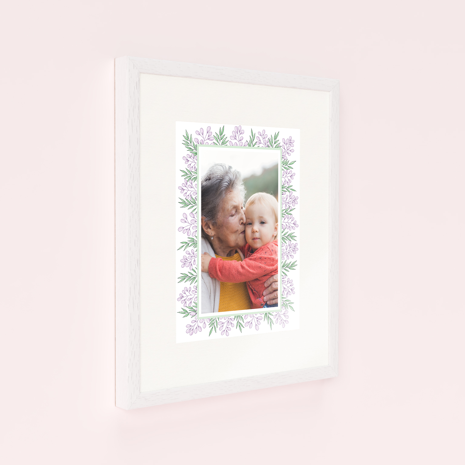 Photo of a framed photo print called 'Floral Memories'. It is 40cm x 30cm in size, in a Portrait orientation. It has space for 1 photos.