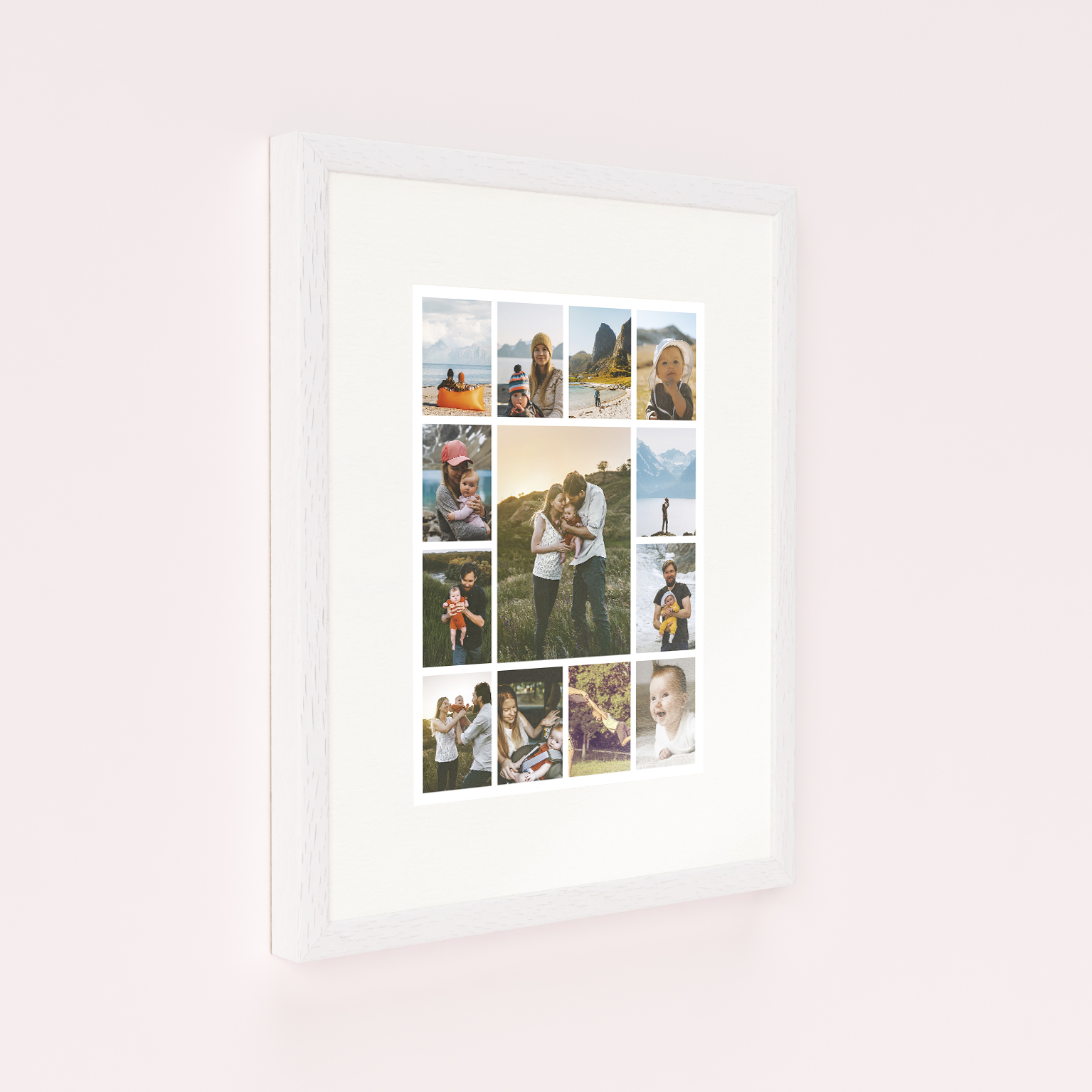 Photo of a framed photo print called 'Melody of Memories'. It is 40cm x 30cm in size, in a Portrait orientation. It has space for 13 photos.