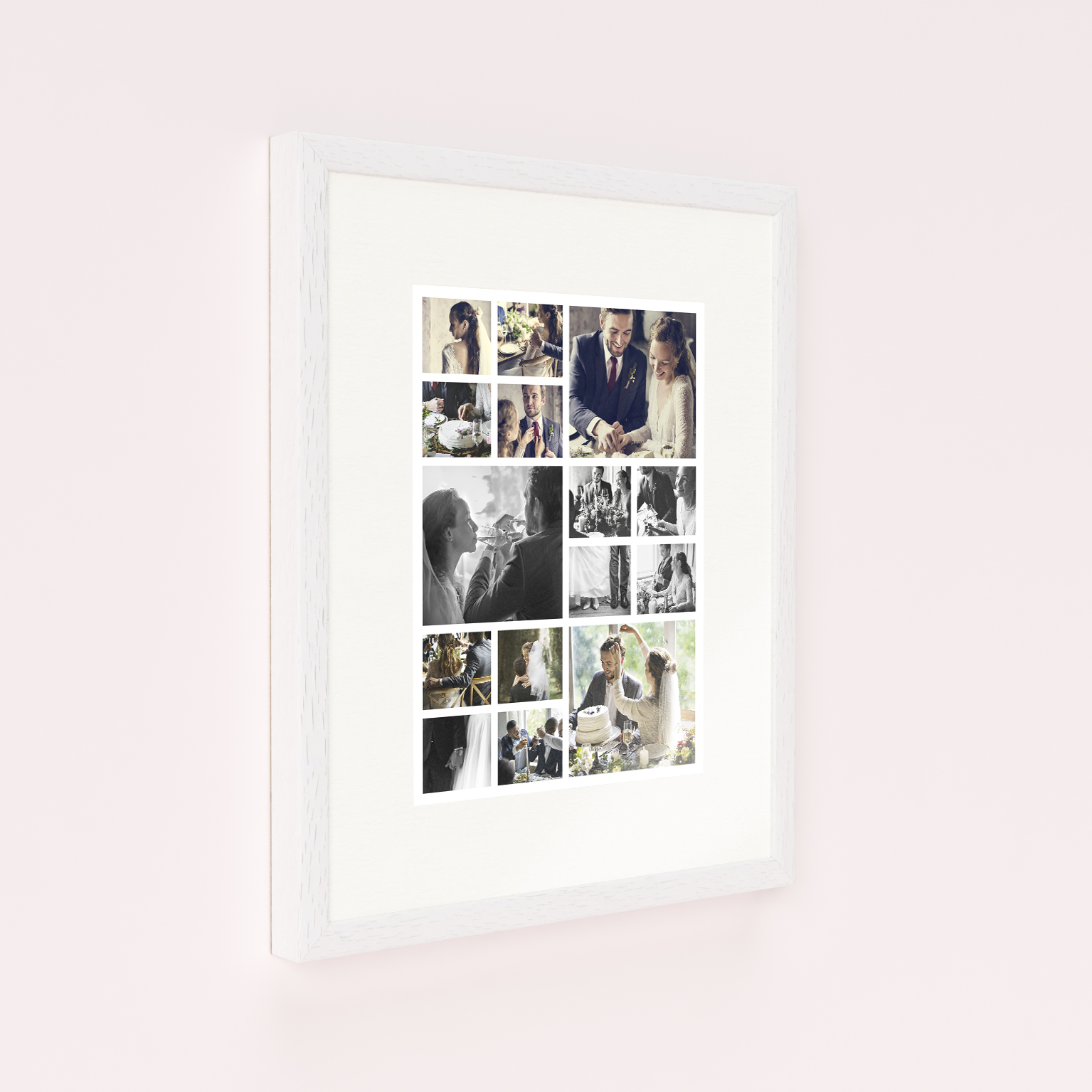 Photo of a framed photo print called 'My Montage'. It is 40cm x 30cm in size, in a Portrait orientation. It has space for 15 photos.