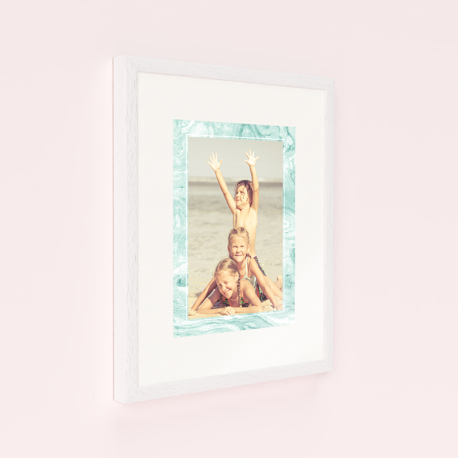 Photo of a framed photo print called 'Treasured Frame'. It is 40cm x 30cm in size, in a Portrait orientation. It has space for 1 photos.