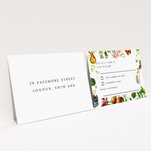 Fruitful Foliage RSVP Card - Garden Wedding Response Card. This is a view of the back