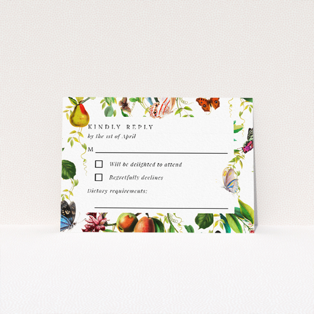 Fruitful Foliage RSVP Card - Garden Wedding Response Card. This is a view of the front
