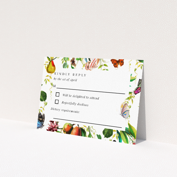 Fruitful Foliage RSVP Card - Garden Wedding Response Card. This is a view of the back