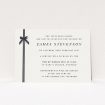 A funeral announcement card named "Gracefully tied". It is an A6 card in a landscape orientation. "Gracefully tied" is available as a flat card, with tones of pale cream and faded black.