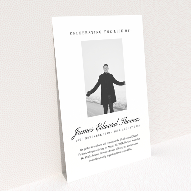 Funeral announcement reverse side design named Portrait with no photos