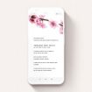 A funeral announcement for whatsapp design titled "Pink Blossom Roof". It is a smartphone screen sized announcement in a portrait orientation. "Pink Blossom Roof" is available as a flat announcement, with tones of pink and white.