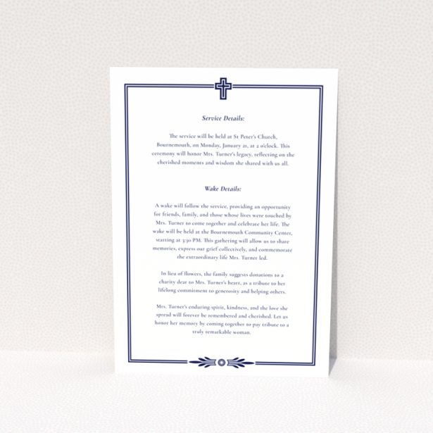 Funeral announcement design with one photo of the deceased.