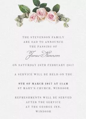Personalised Funeral Announcement Cards | Utterly Printable