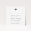 A funeral notification card template titled "Simple shell". It is a square (148mm x 148mm) card in a square orientation. "Simple shell" is available as a flat card, with tones of white and gold.