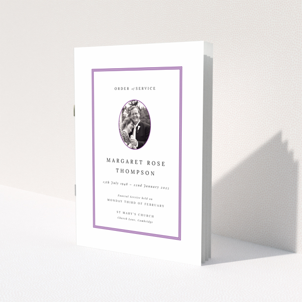 Funeral order of service program design with one photo on the cover.