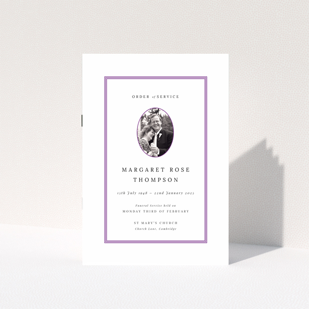 Funeral order of service program design with one photo on the cover.