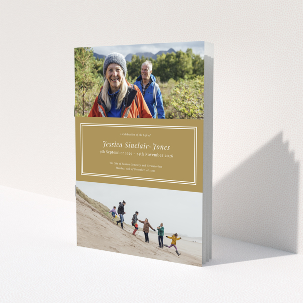 Funeral order of service programme design with two photos featuring outdoor scenes