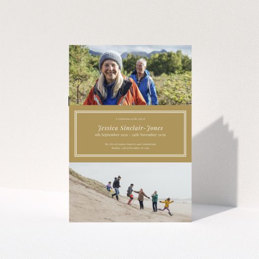 Funeral order of service programme design with two photos featuring outdoor scenes