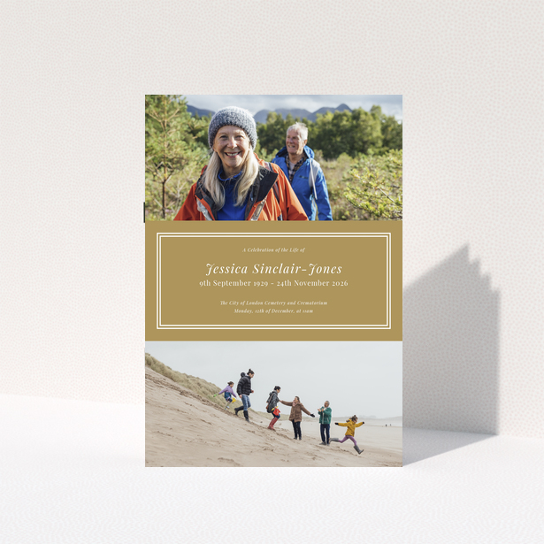 Funeral order of service programme design with two photos featuring outdoor scenes