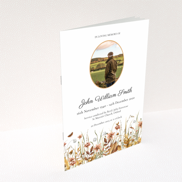 Funeral order of service program design back page with floral illustration and appreciation text, Portrait