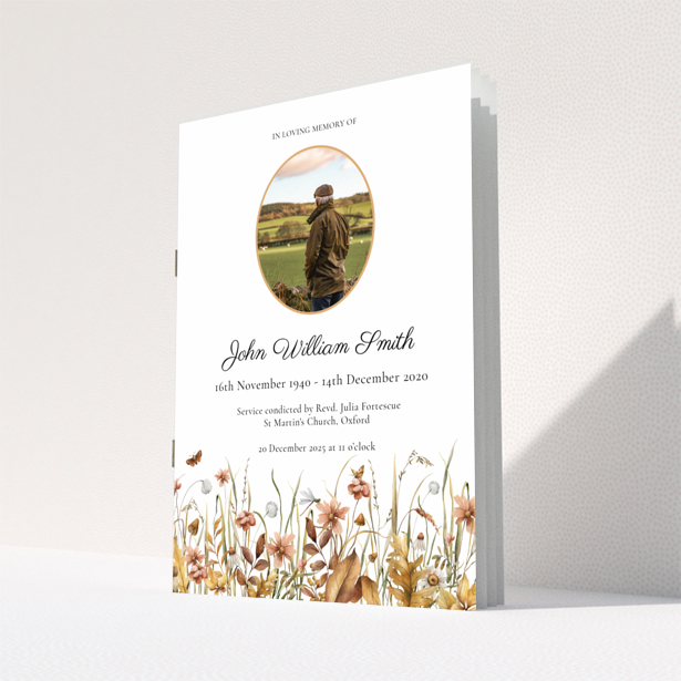 Funeral order of service program design back page with floral illustration and appreciation text, Portrait