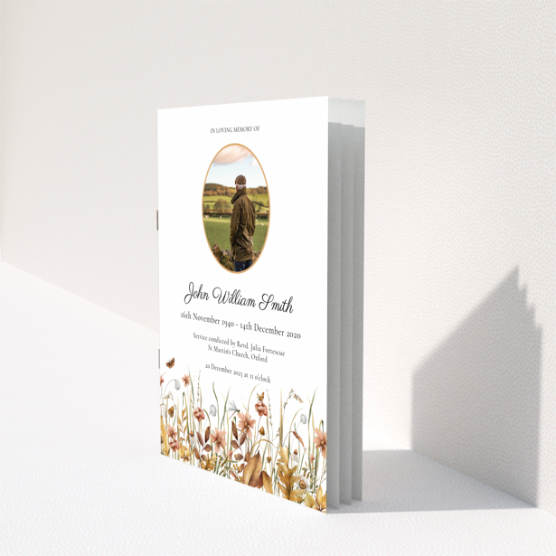 Funeral order of service program design back page with floral illustration and appreciation text, Portrait