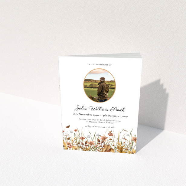 Funeral order of service program design back page with floral illustration and appreciation text, Portrait
