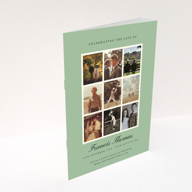 Funeral order of service program back page design named Portrait with no photos